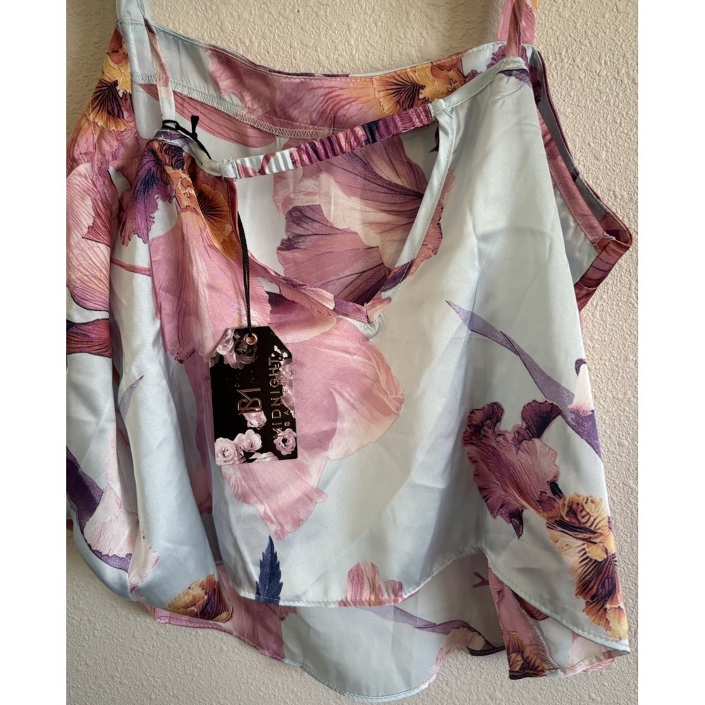 Midnight Bakery 2 Pc Pajama Set M Satin Cami Top Wide/Open Side Pants NWT - Picture 8 of 11